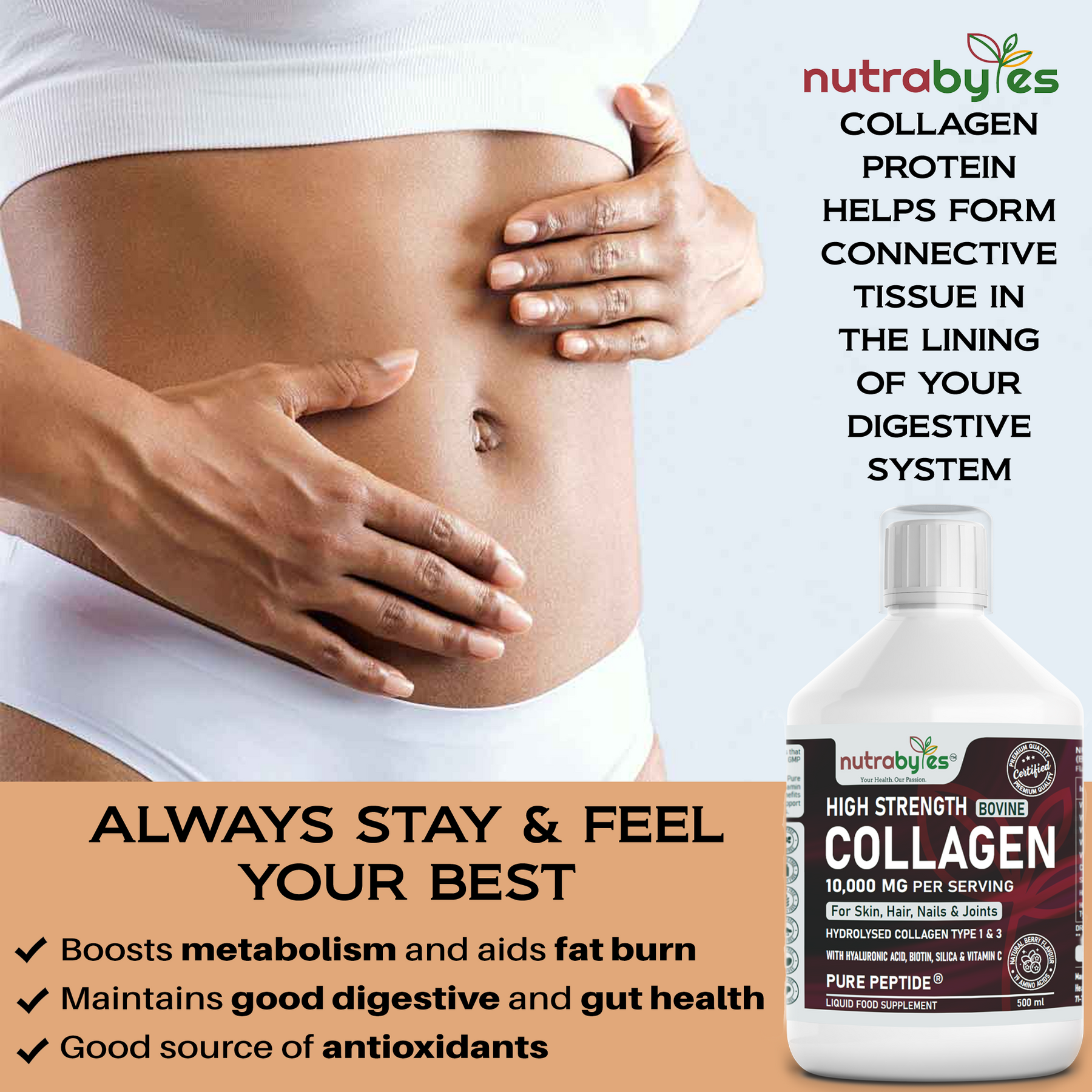 Liquid Collagen 10 000mg With Hyaluronic Acid Vitamin C B6 B12 Copper And Biotin 19 Amino Acids Berry Flavour Collagen Types 1 3