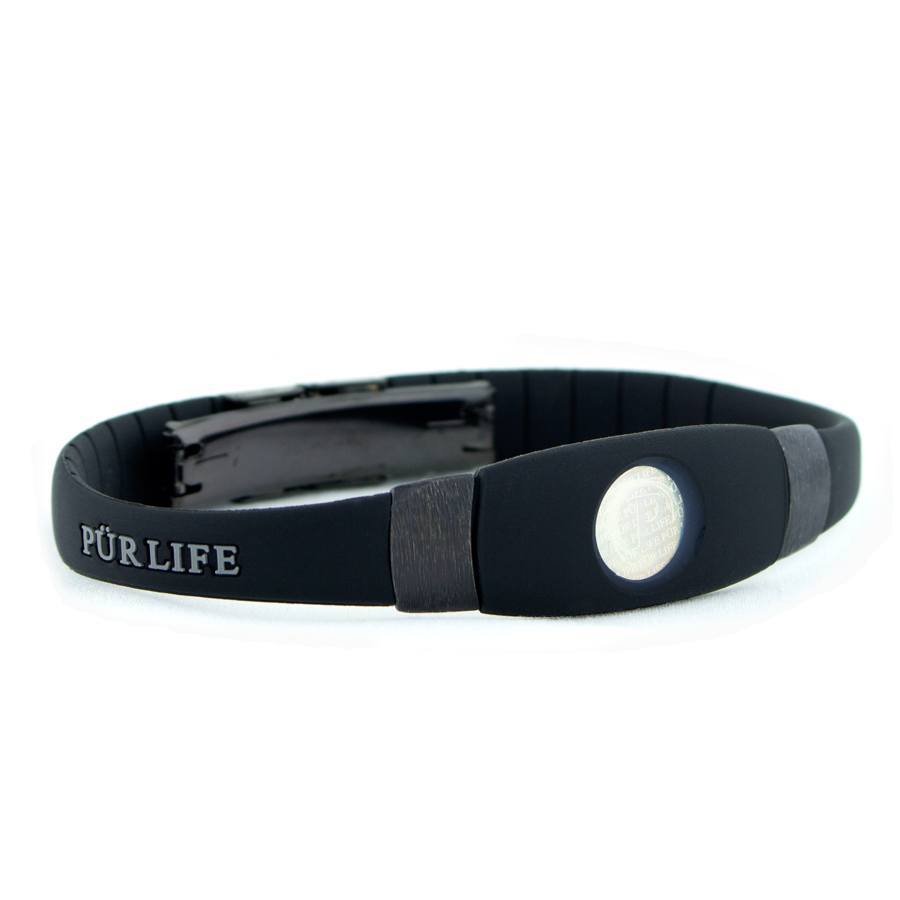 Shop Purlife Midnight Negative Ion Bracelet Black Silicone Brushed Steel Purlifeus
