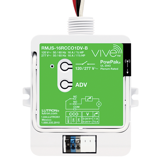 Lutron Rmjs 16rcco1dv B Vive Powpak 120 277v 16a Relay Module With Softswitch And Optional Dry Contact Closure Output Rock Lighting Electric