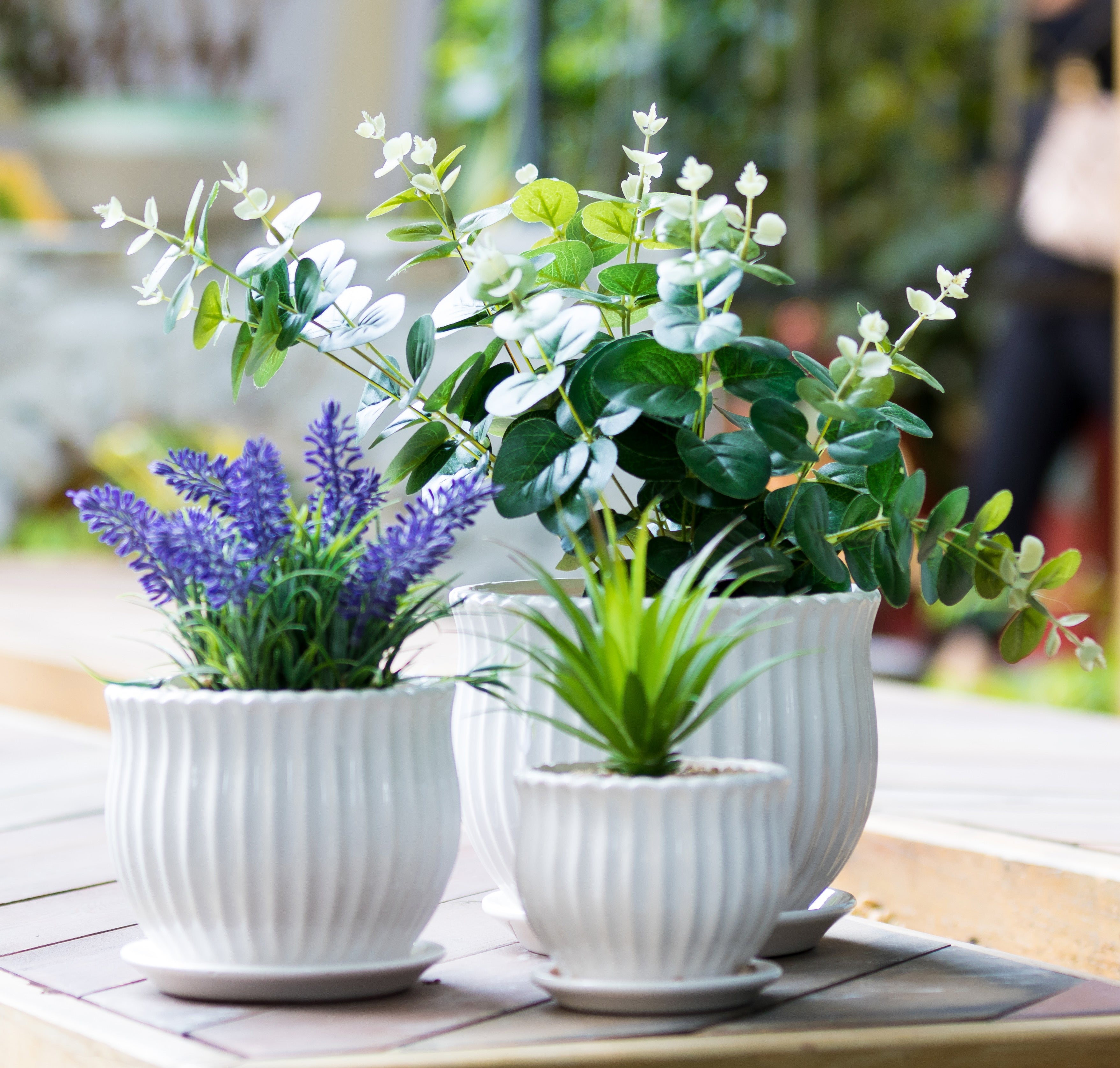 White Ceramic Flower Plant Pots Nattol