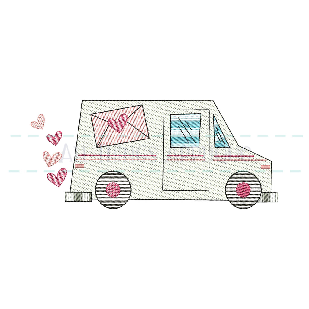 Valentine Mail Truck Embroidery Design Allthingsapplique