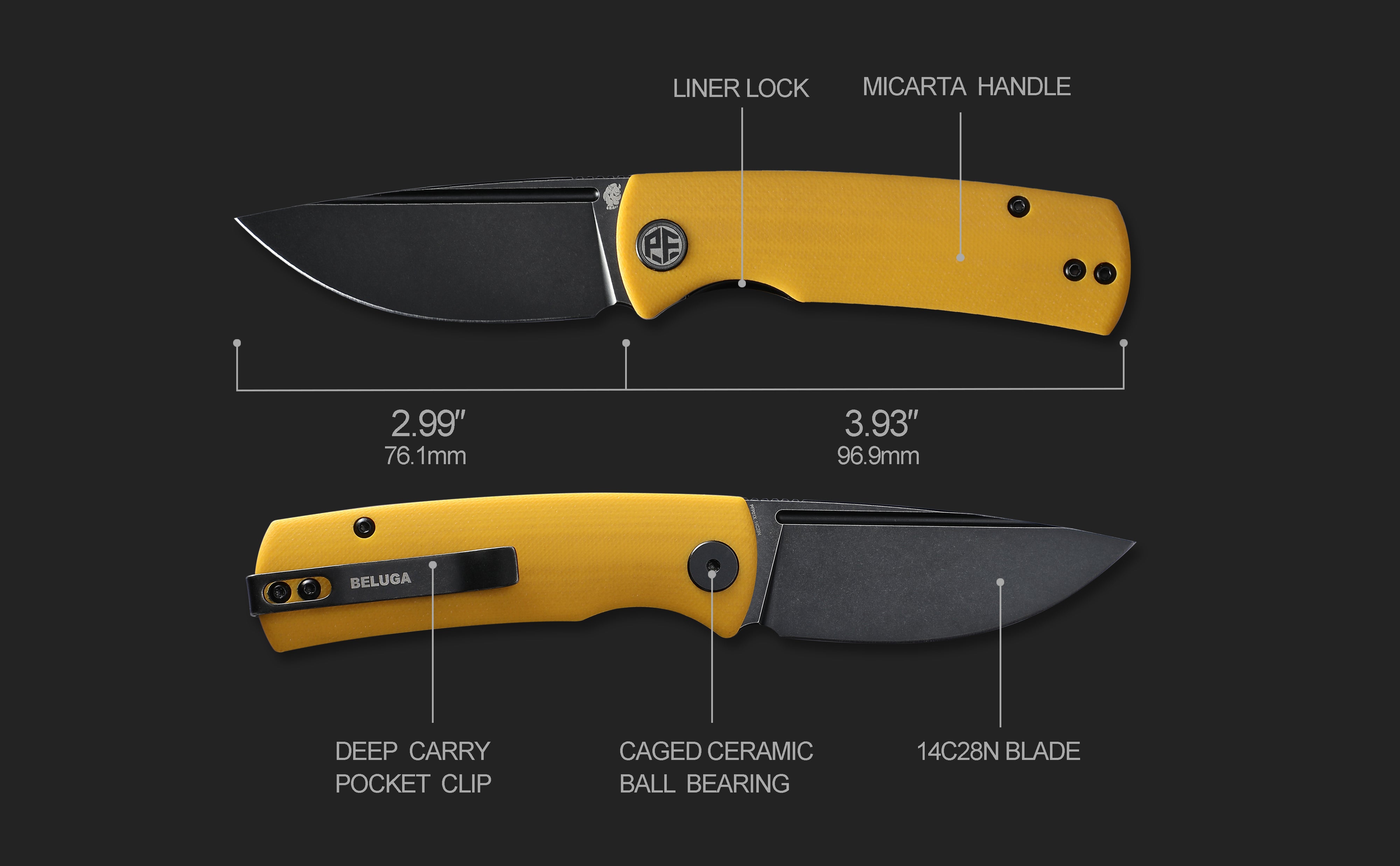 Petrified Fish Pfp01x Beluga 2 99 14c28n Blade 95 6g G10 Handle Fron