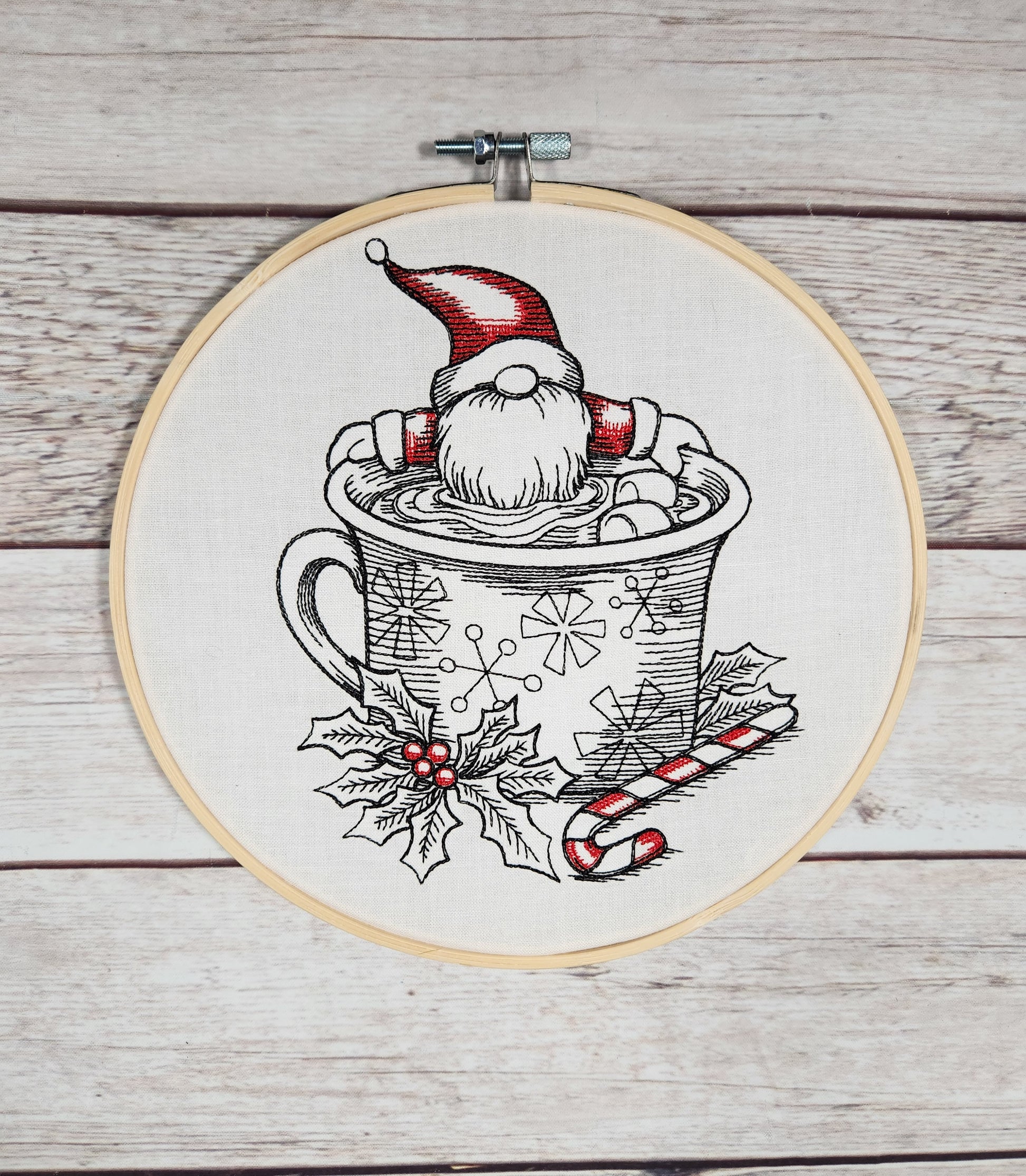 Christmas Wall Art Christmas Gnome Ready To Hang Embroidered Wall A Full Spectrum Decor