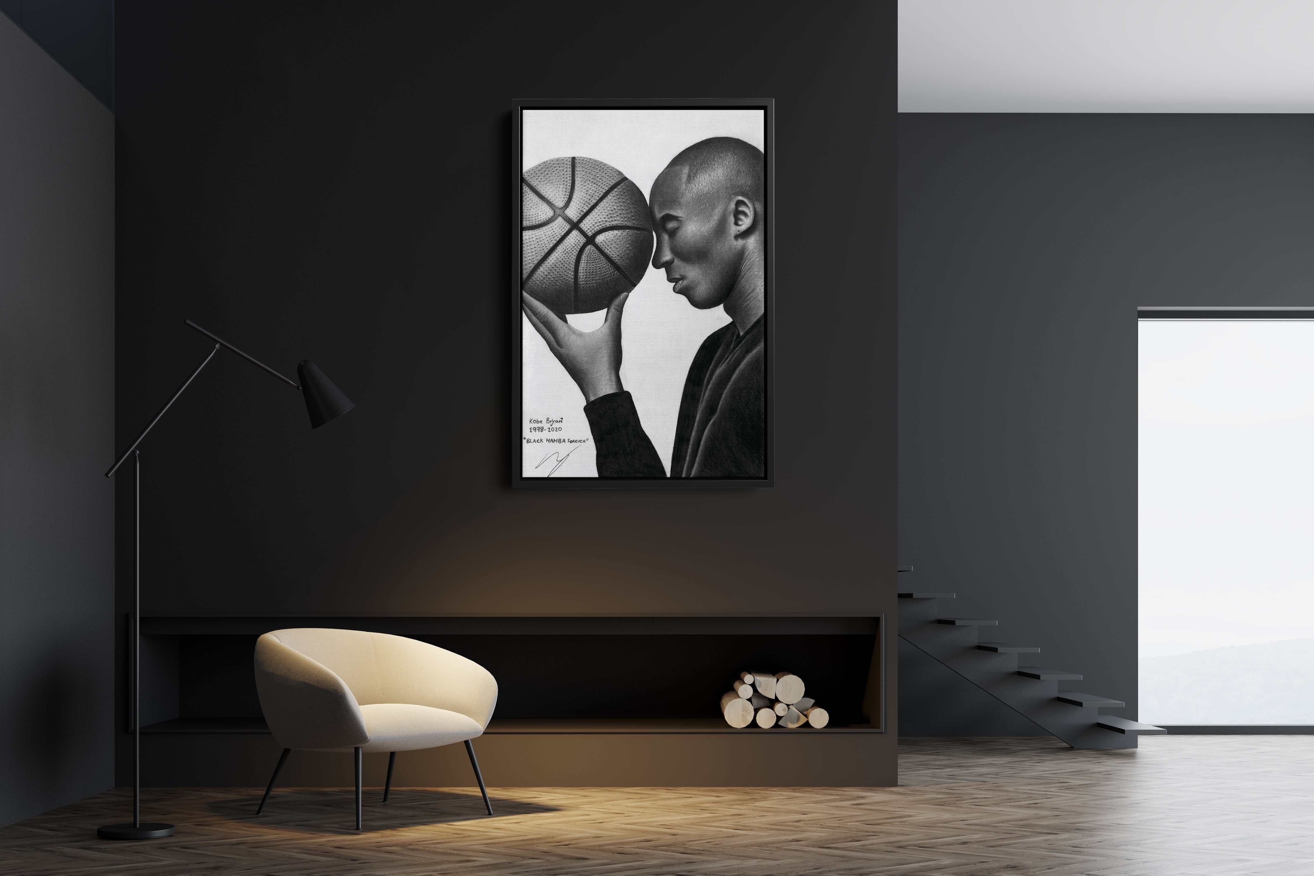 Kobe Bryant Black And White Basketball Canvas Poster Wall Art Print Ho Fenin