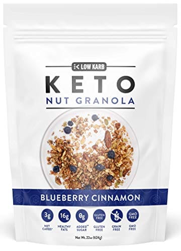 Low Karb Keto Blueberry Nut Granola Healthy Breakfast Cereal Low Carb Snacks Food 3g Net Carbs Almonds Pecans Coconut And More 22 Oz 1 Count Carb Free Zone