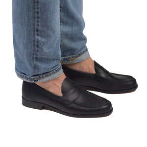 Aurlands Aurland Penny Loafer In Black Calf No Man Walks Alone