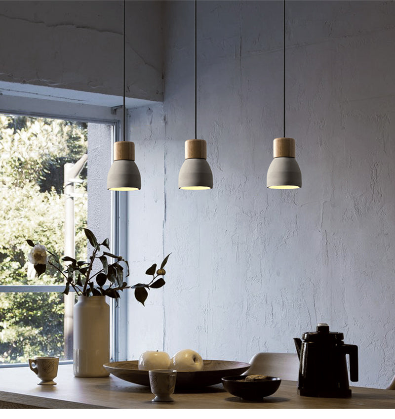 Nessa Wood Concrete Multicolored Pendant Light Gabyberg Design