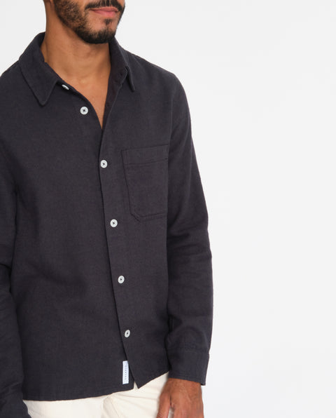 Chemise Bleu Marine Homme En Flanelle Bio Eco Responsable Rotholz Marche Commun