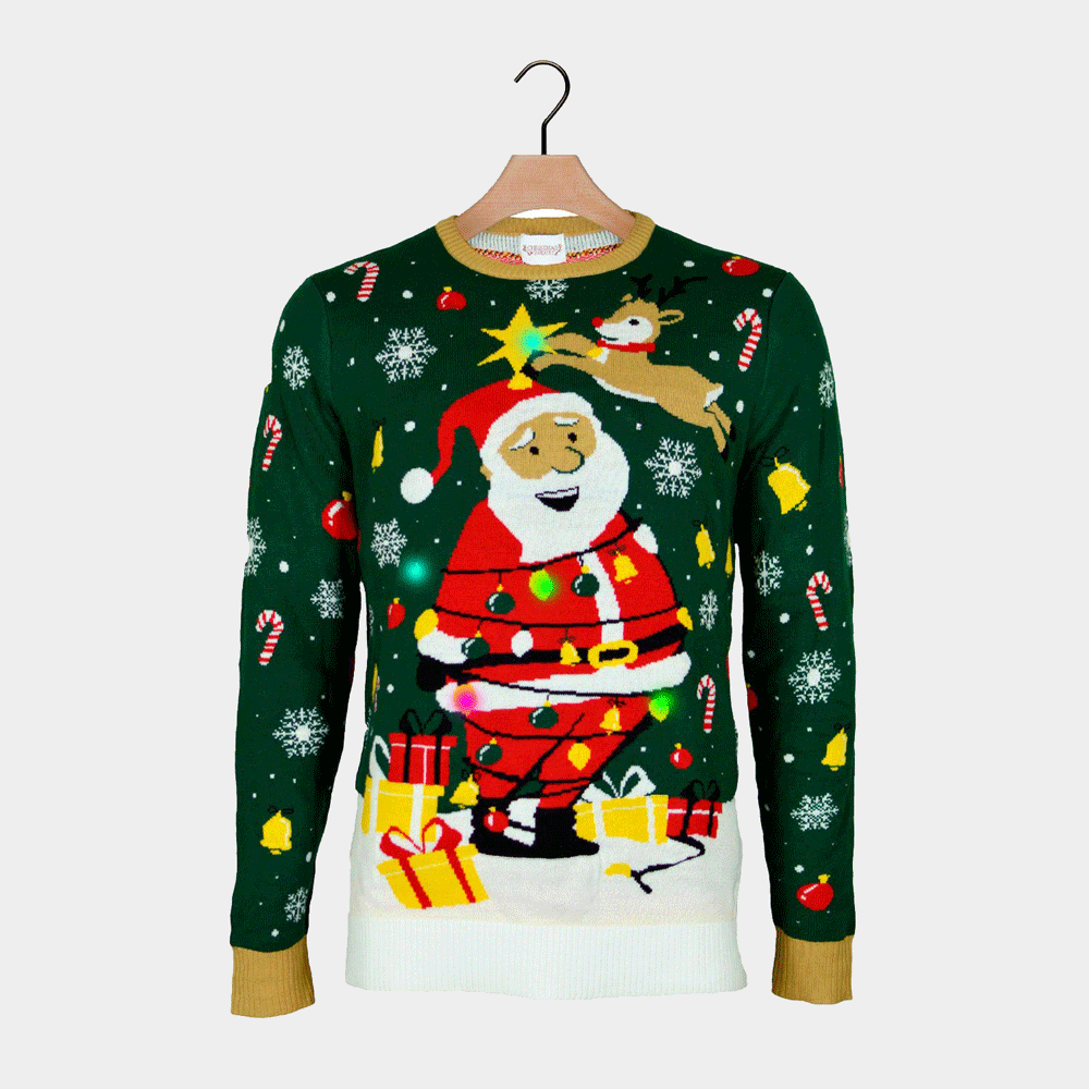 Led Light Up Christmas Santa Claus In A Mess Christmas Jumper Shop