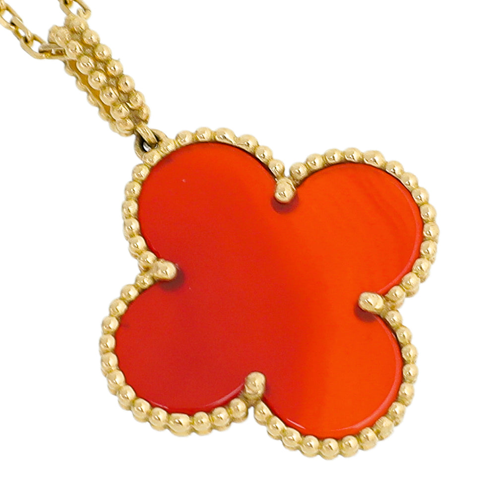 Van Cleef Arpels 18k Yellow Gold Carnelian Magic Alhambra Necklace The Closet
