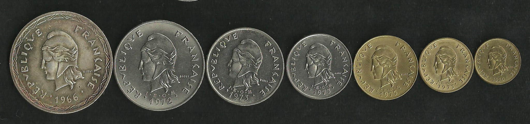 New Hebrides Serie De 7 Pieces Dont 100 Francs Argent 1966 Qualite Tresor D Armor