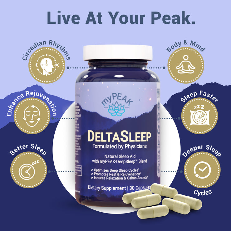 Best Natural Sleep Aid Supports Faster Deeper Longer Sleep Non Habit Forming Natural Melatonin Valerian Root Chamomile Passionflower Gaba Mypeak Supplements