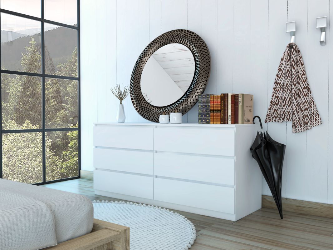 Asteria 6 Drawer Double Dresser Metal Handles Tuhomeus