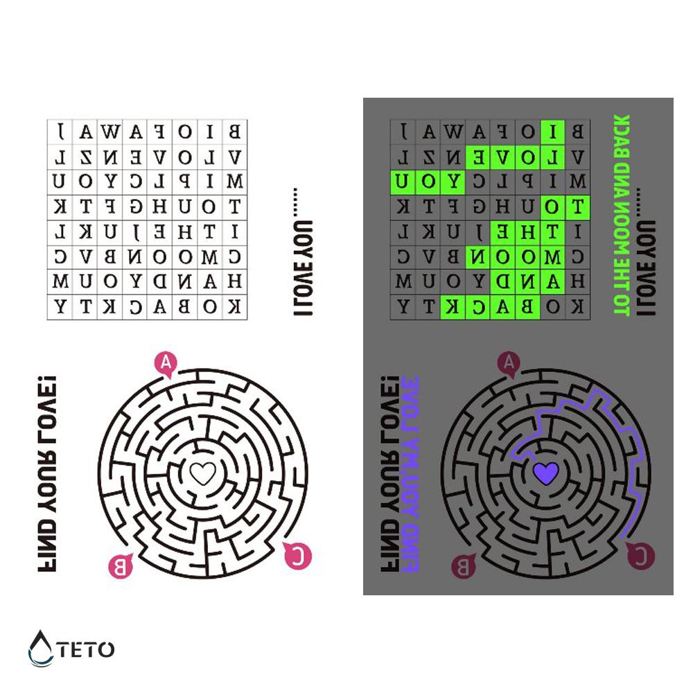 Teto Tatuajes Temporales Laberinto Y Crucigrama Set Brillante Teto Do Mercados Latam