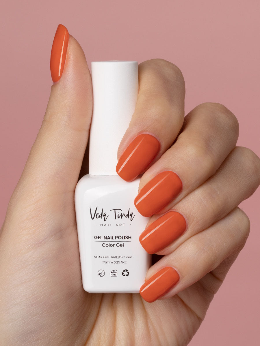 Veda Tinda Burnt Orange Color Gel Nail Polish Single Gel Color No Chip Soak Off Uv Led Cured Required Gel Nail Art Manicure Pedicure Salon Diy At Home 7 5ml
