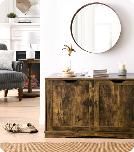 X Large Cat Litter Box Enclosure Furniture Box House With Table Rusti Sweet Barks