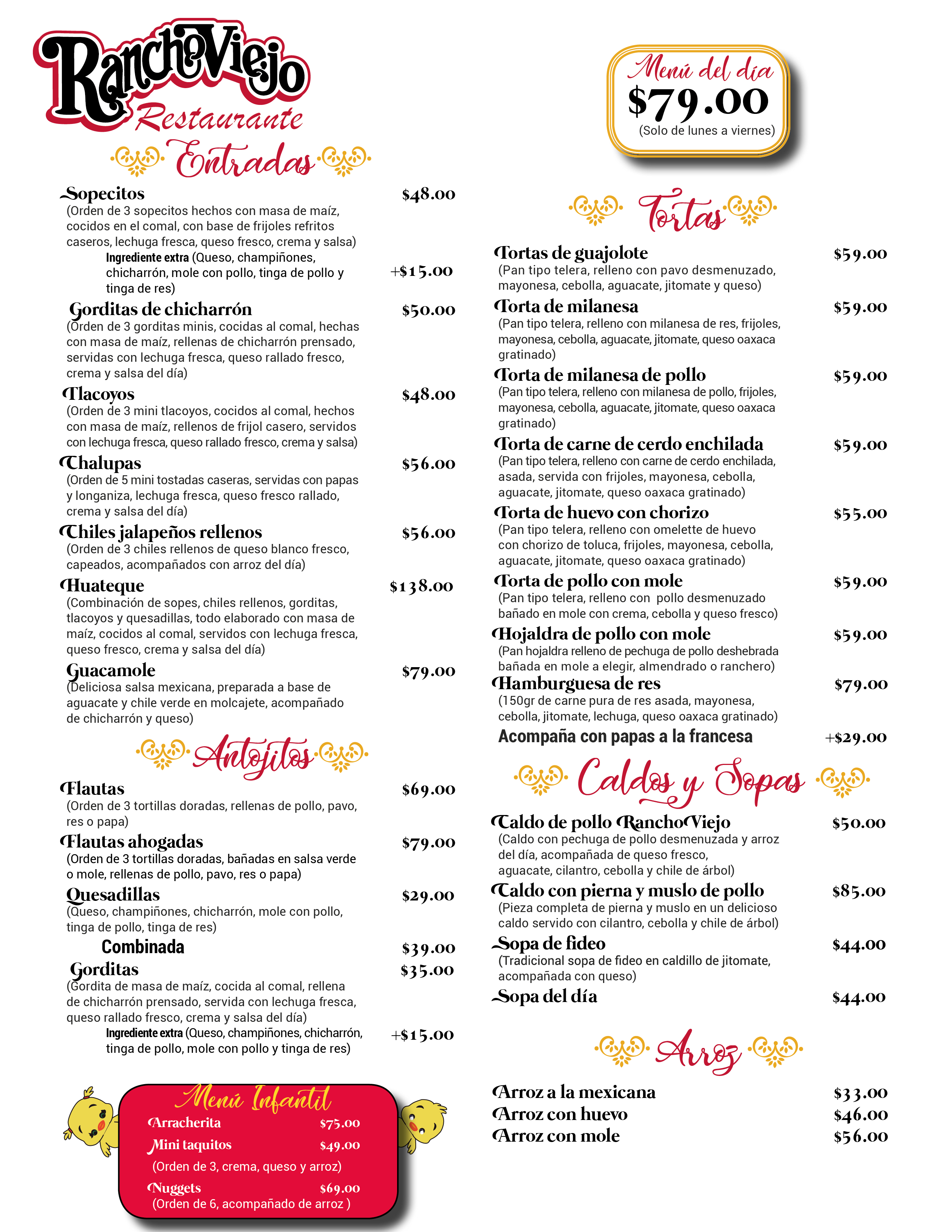 Menu Alimentos Tradicionales De Rancho Viejo Sa De Cv