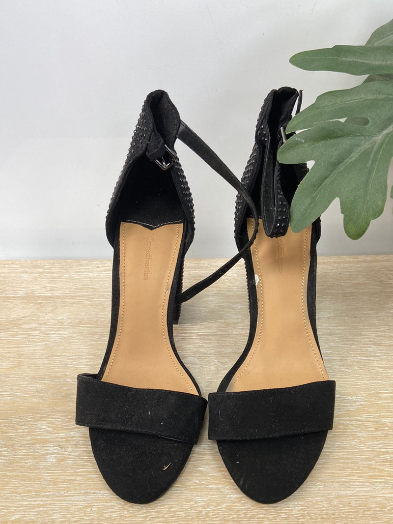 Stradivarius Sandalia Negra Tacon Tachuelas T 38 Hibuy Market
