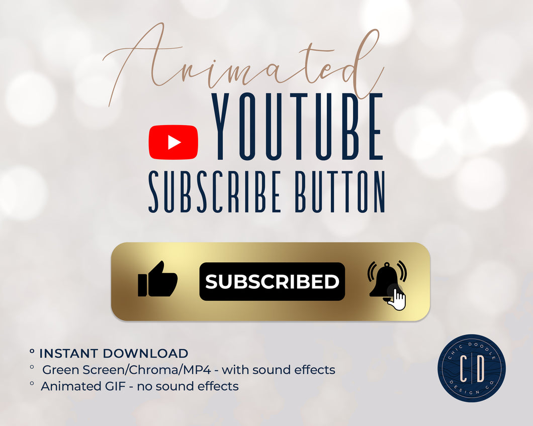 Instant Download Youtube Subscribe Button Animated Sounds Over Chic Doodle
