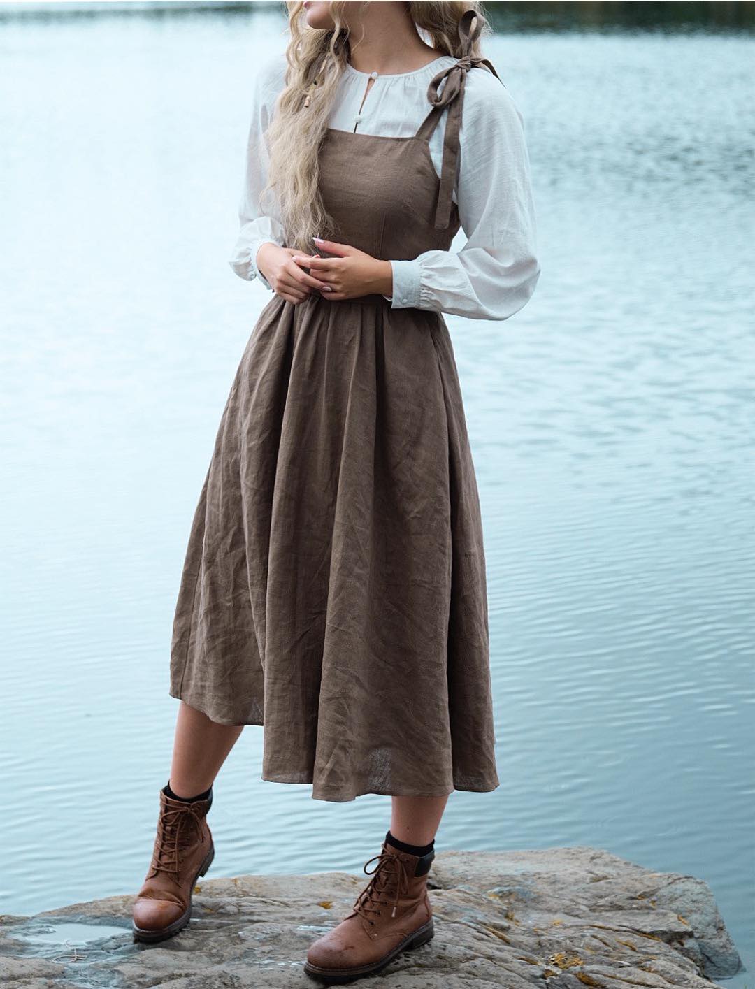 Froya Pinafore Dress Oak Cottagecorewear