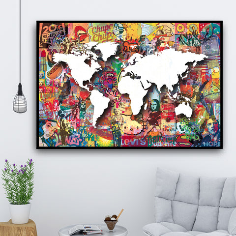 World Map Wall Art Splash Of Arts