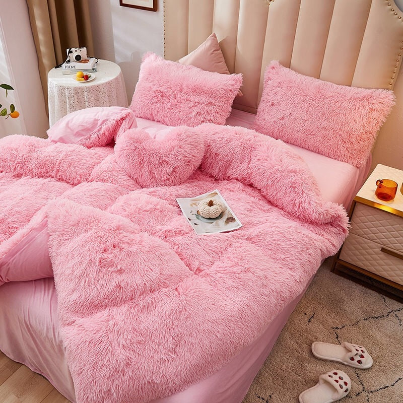 Housse De Couette Rose En Peluche Mahousseetmoi
