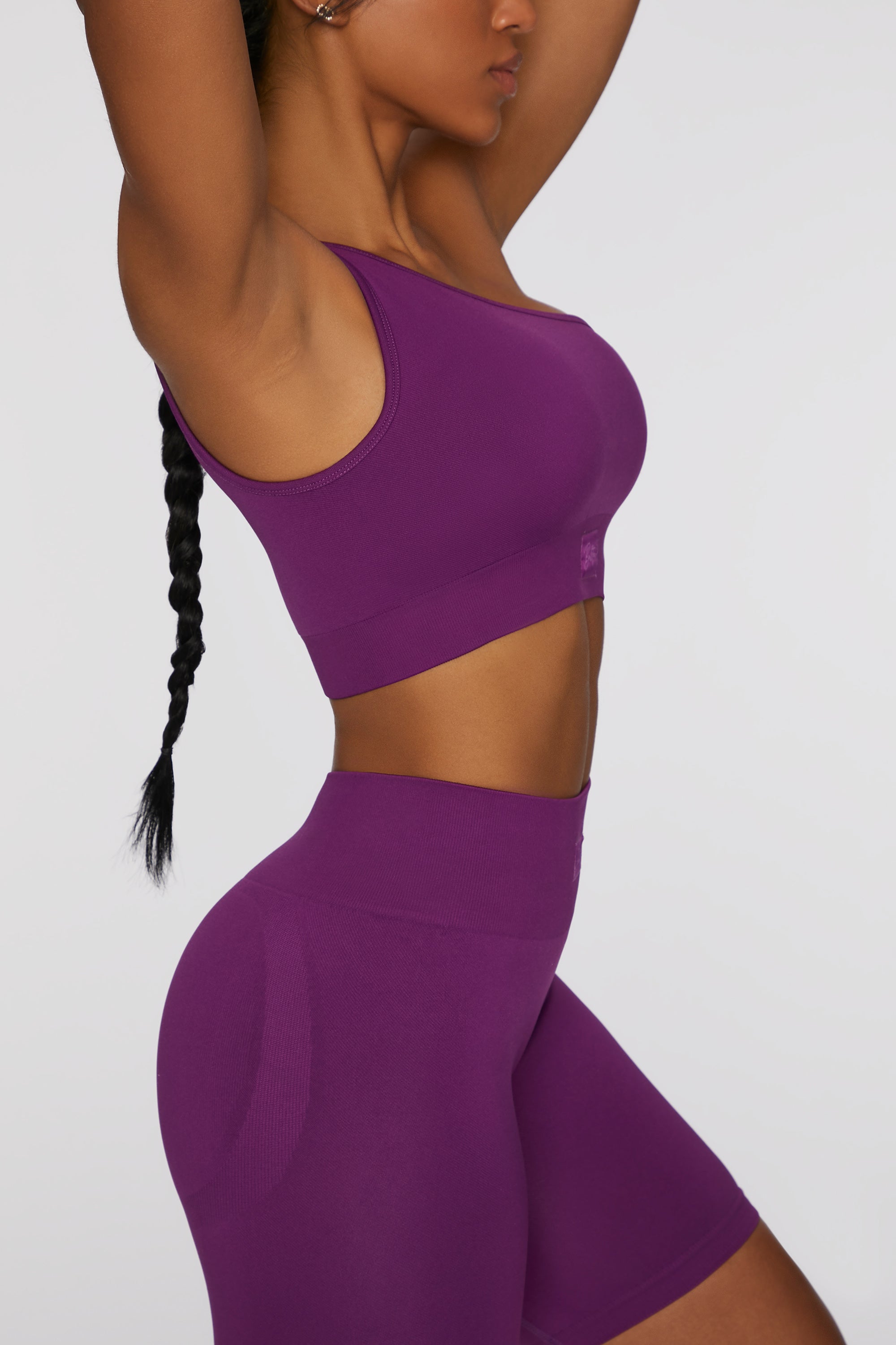 Empowered Seamless Asymmetric Crop Top In Dark Purple Oh Polly