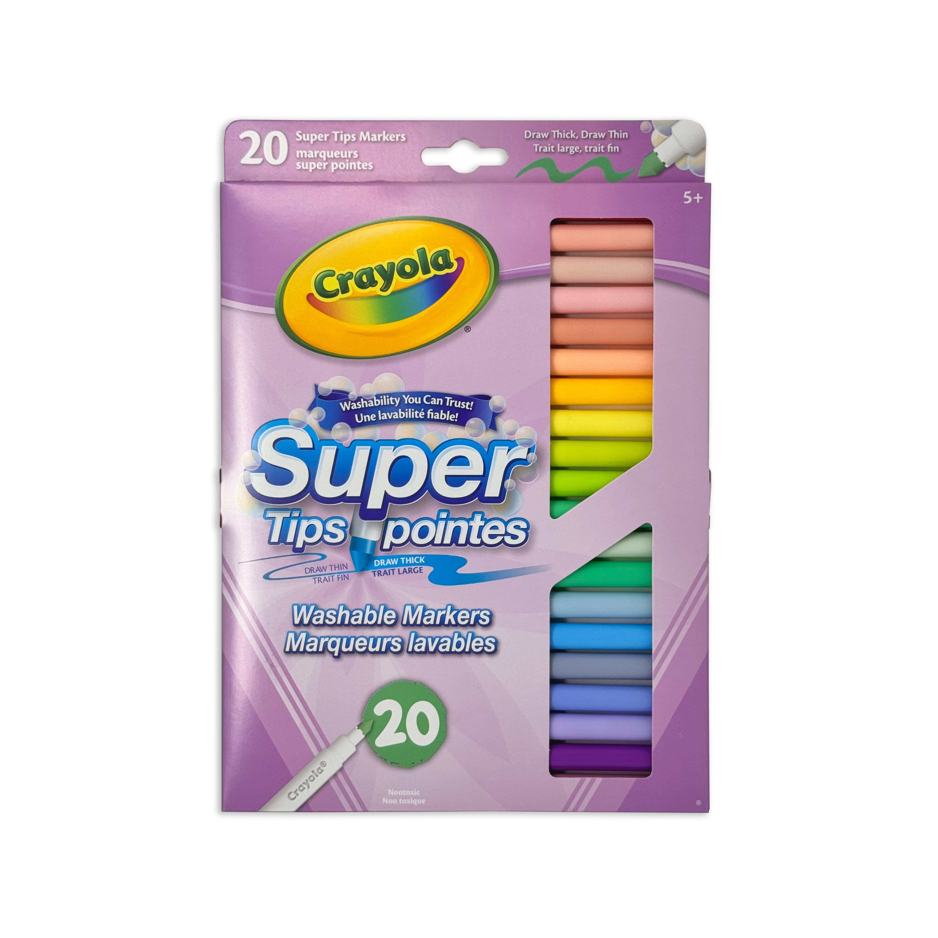 Crayola Super Tips Pastel Washable Markers, 20 Count