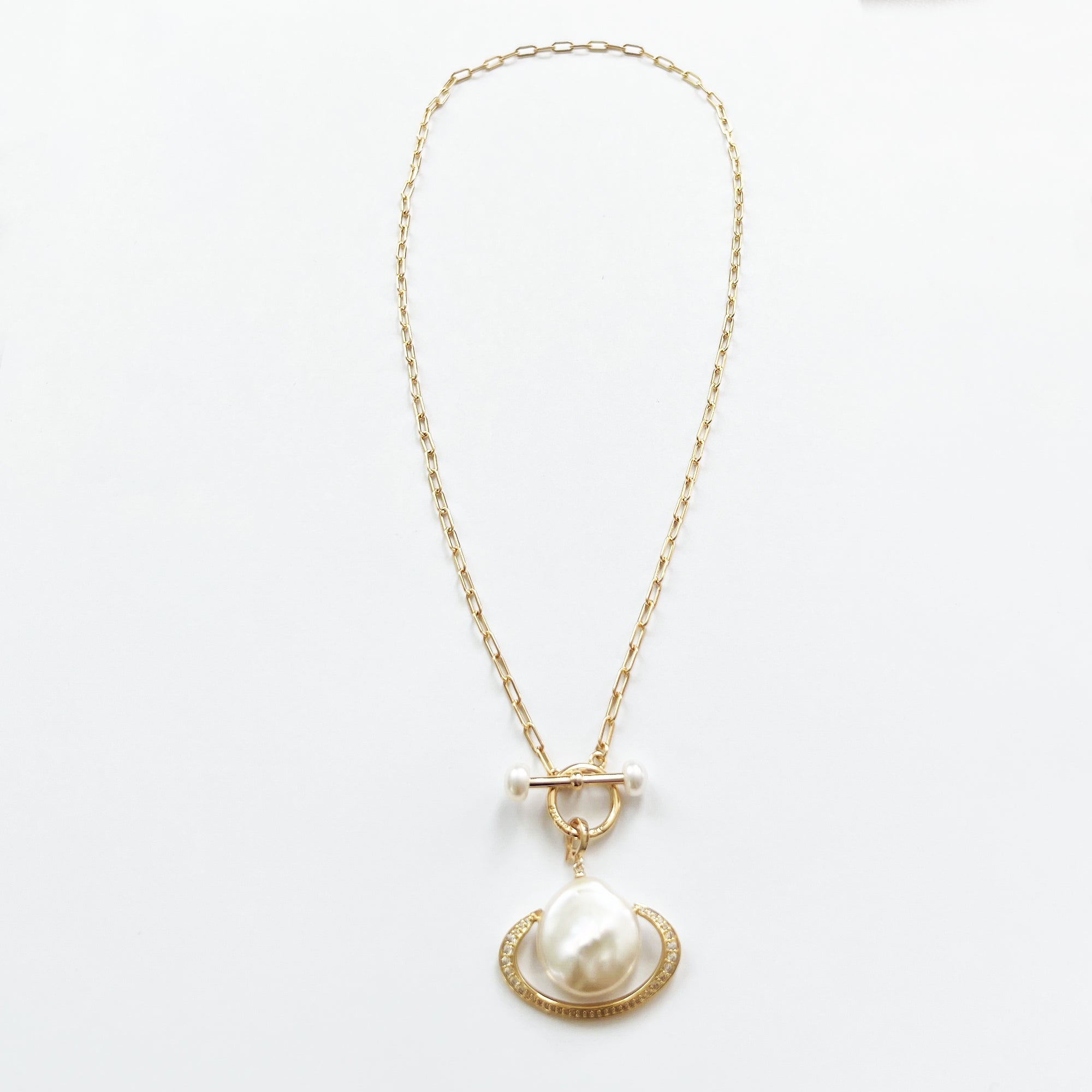 Saturn Pearl Necklace Orbit Planet Necklace Gold And Silver Pearl Meet Again Jewellery