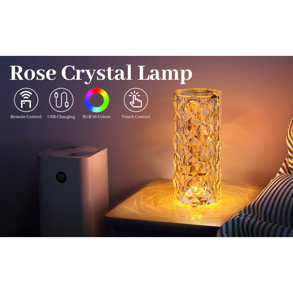 Crystal Table Lamp Rose Lamp With Touch Control 16 Color Changing Top 100 Gift