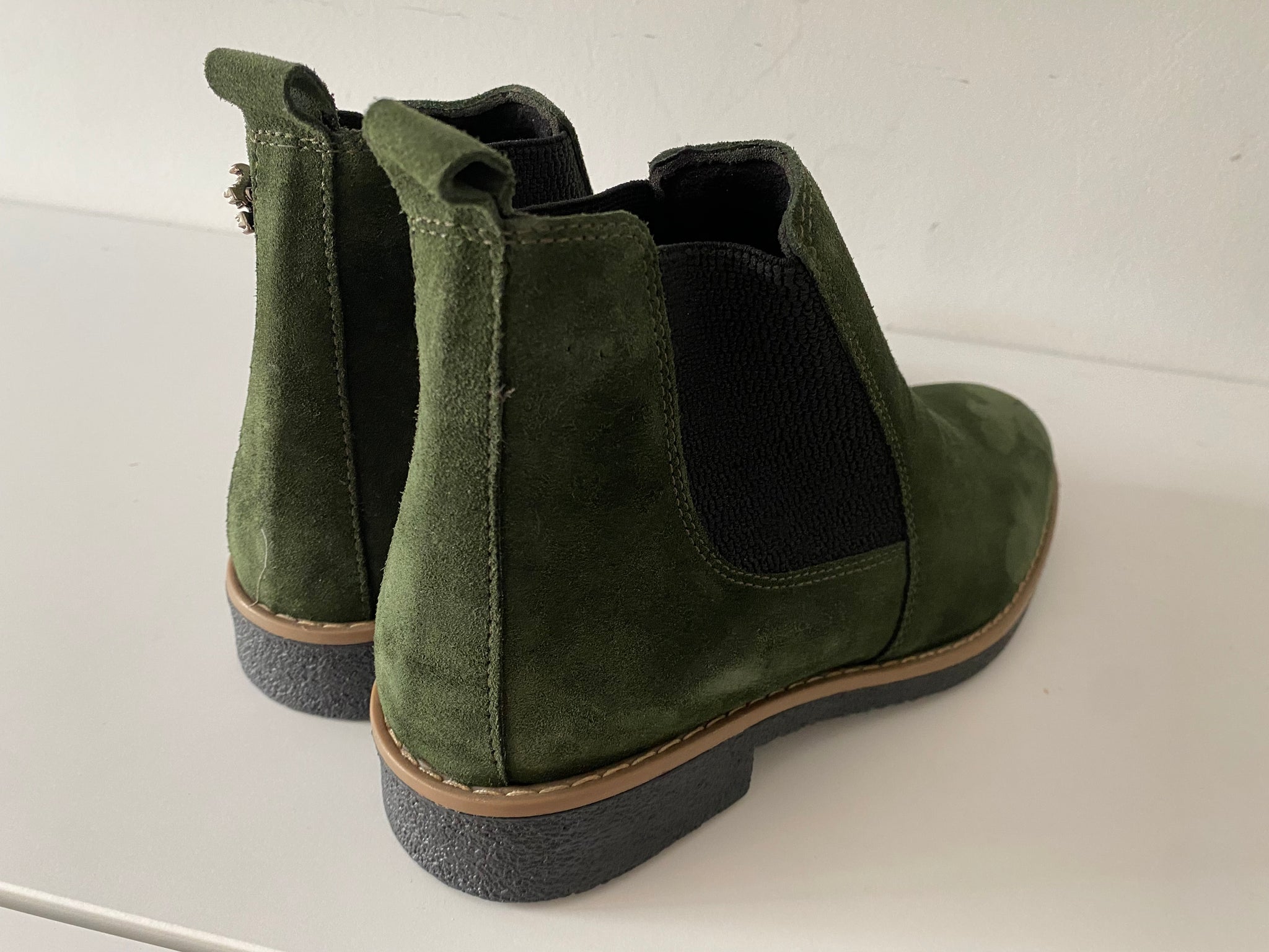 Damen Stiefel Wild Leder Chelsea Boots Stiefeletten Grun Grosse 37 Blackleder
