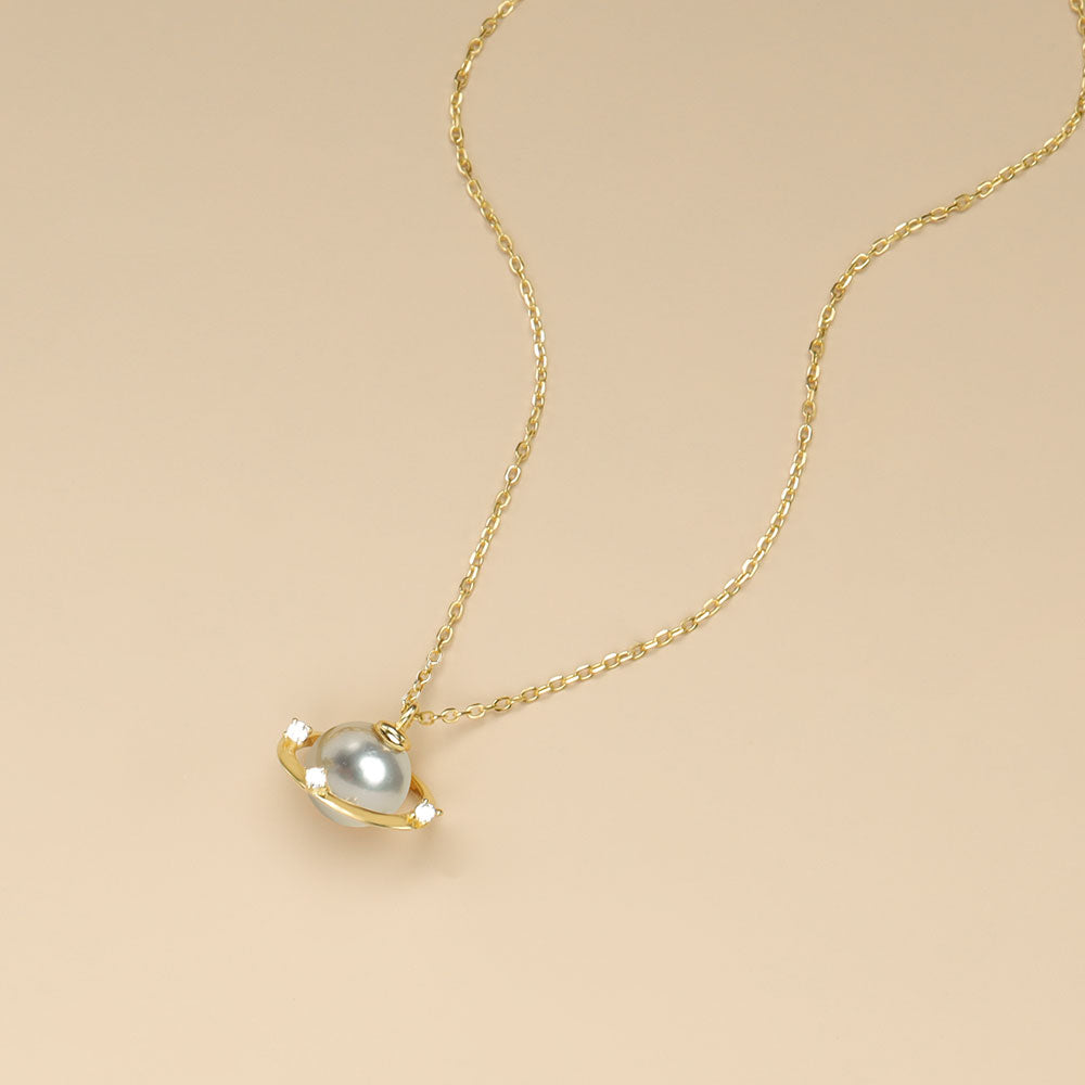 Saturn Necklace With Pearls Rimmoto