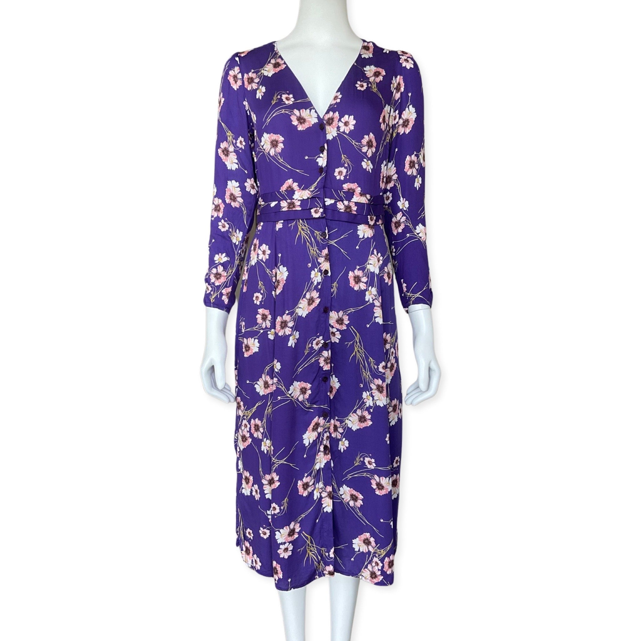 Vestido Mango Flores Morado Talla S The Preloved Shop