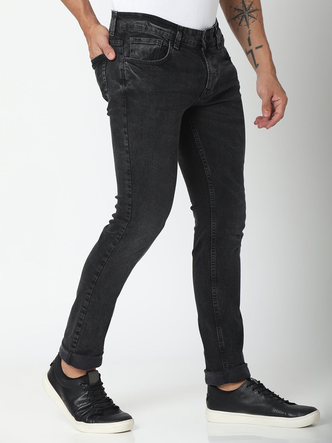 Buy Spykar Charcoal Black Slim Fit Narrow Length Jeans For Men Skinny Online Spykar Lifestyles