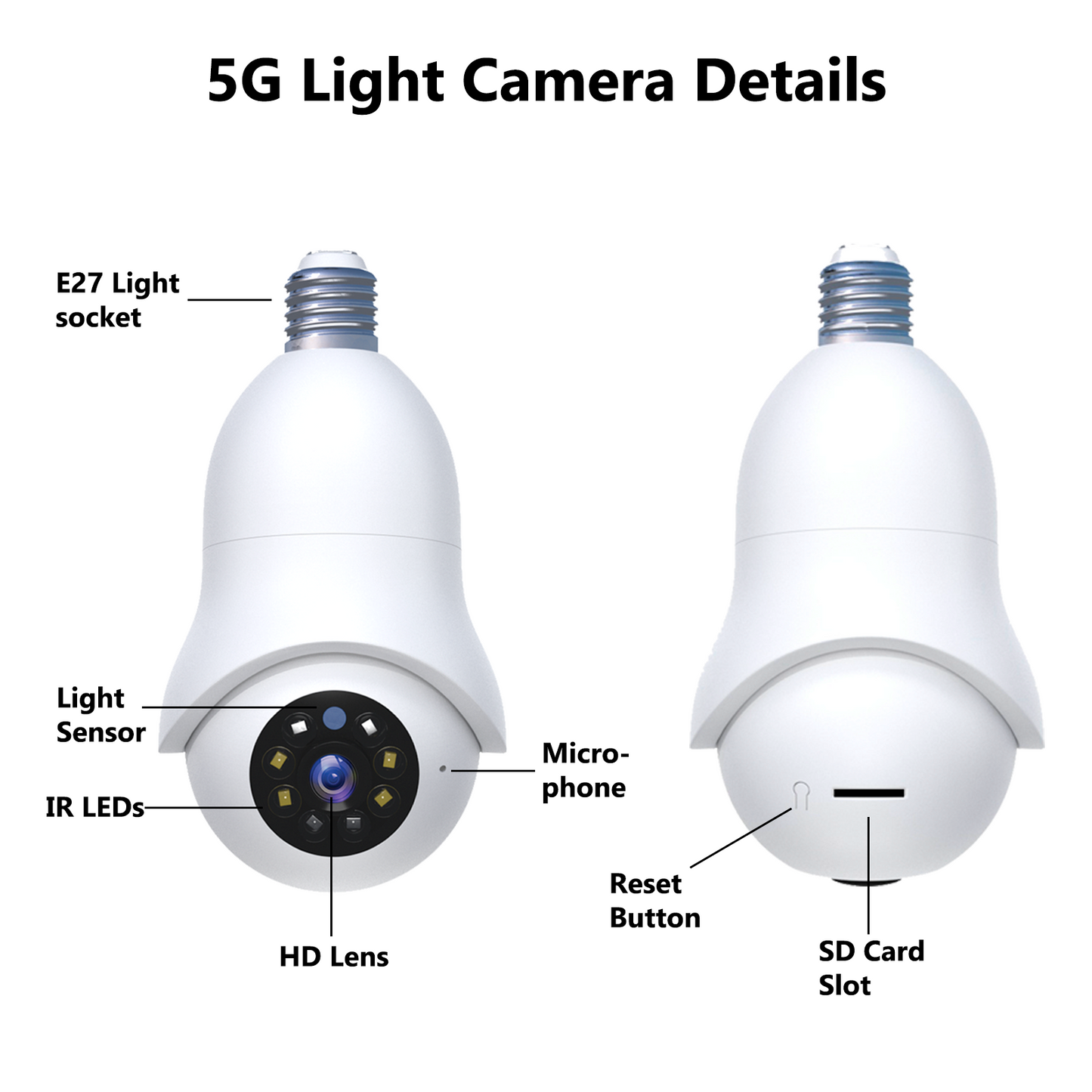5g Light Bulb Camera Light Socket Security Camera Outdoor Indoor 360 Adapidae