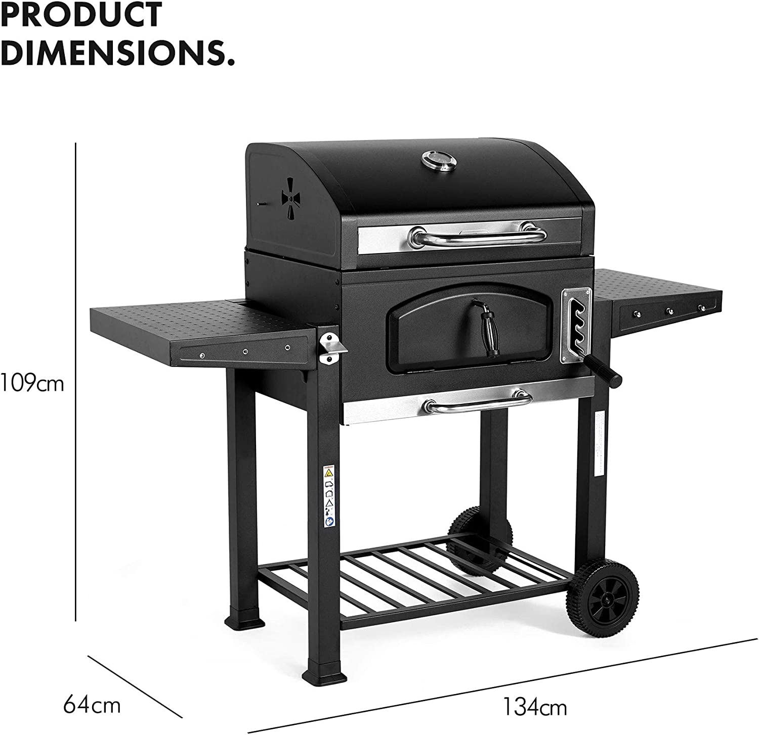 Barbecue With 2 Side Table Racks Adjustable Grill Temperature Gauge Alfheimdiscord
