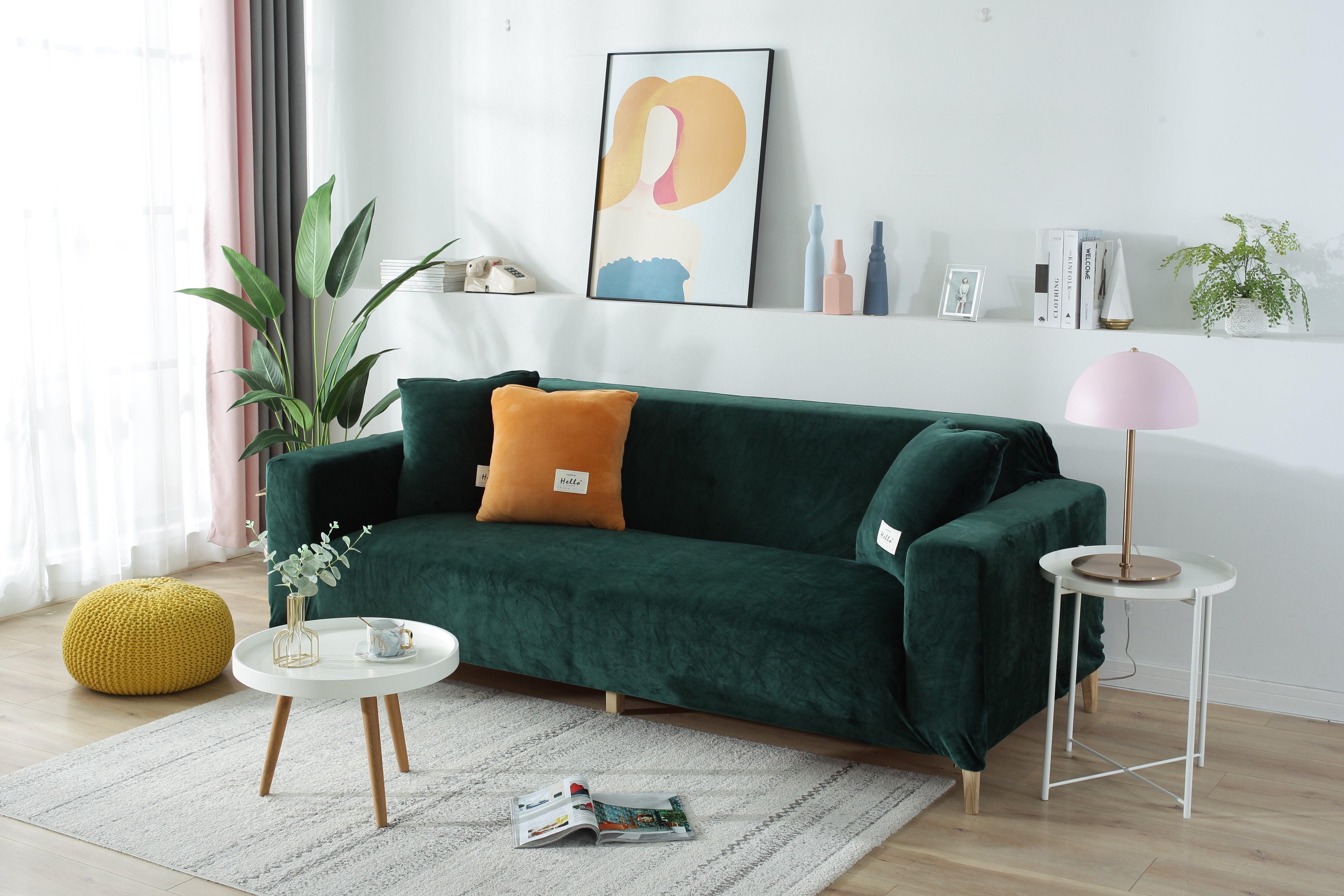 Sofa Cover Velvet Dark Green Adaptable Expandable The Sofa Cover Crafter