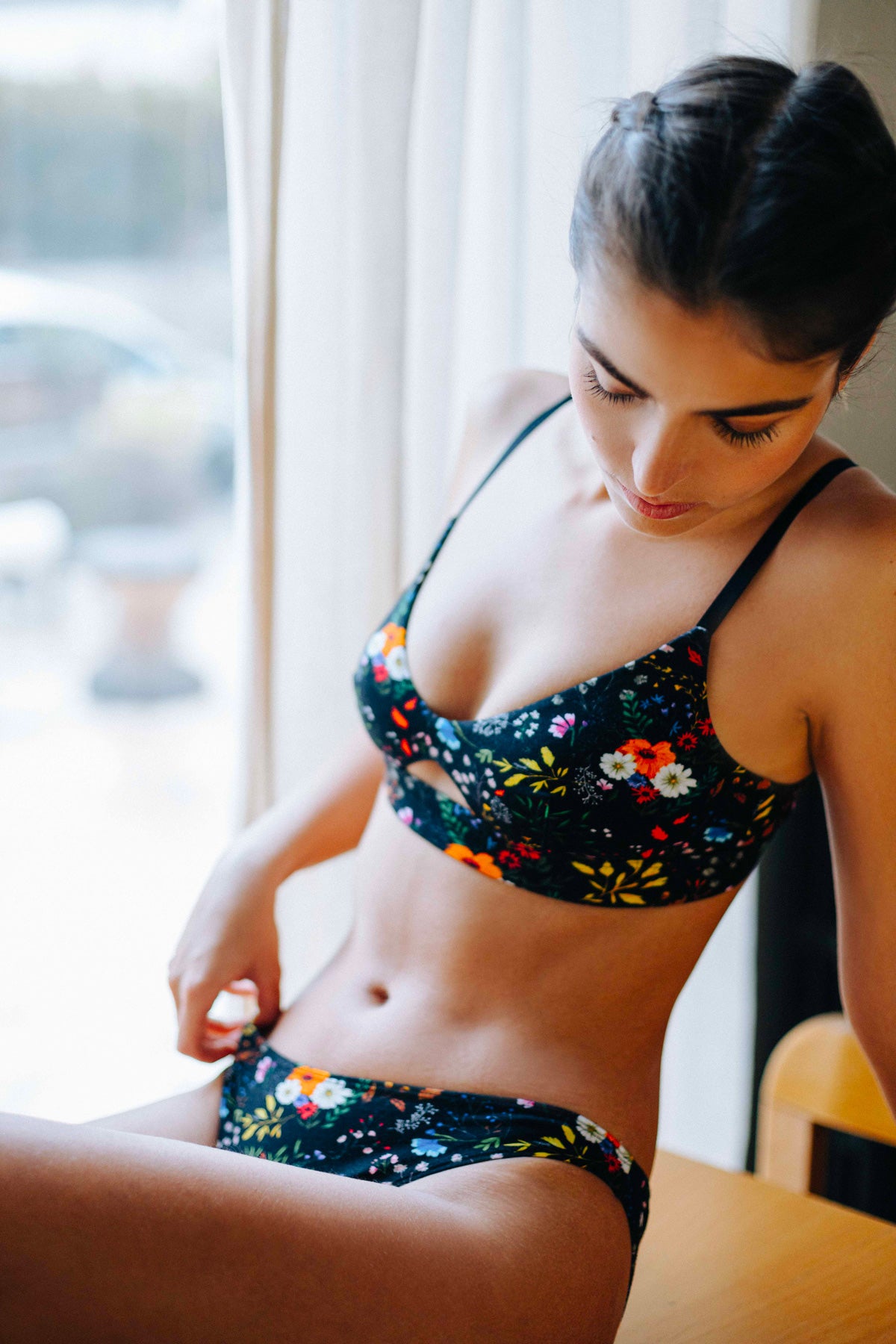 Fleurette Noir Cotton Printed Panty Esquisse Lingerie