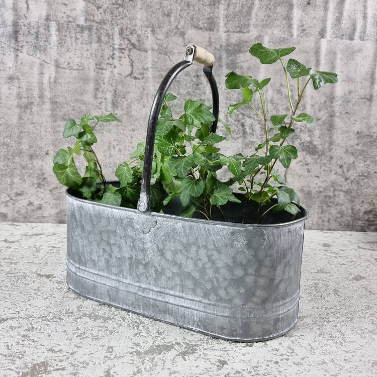 Galvanised Metal Trough Planter Top Handle Hausd Interiors