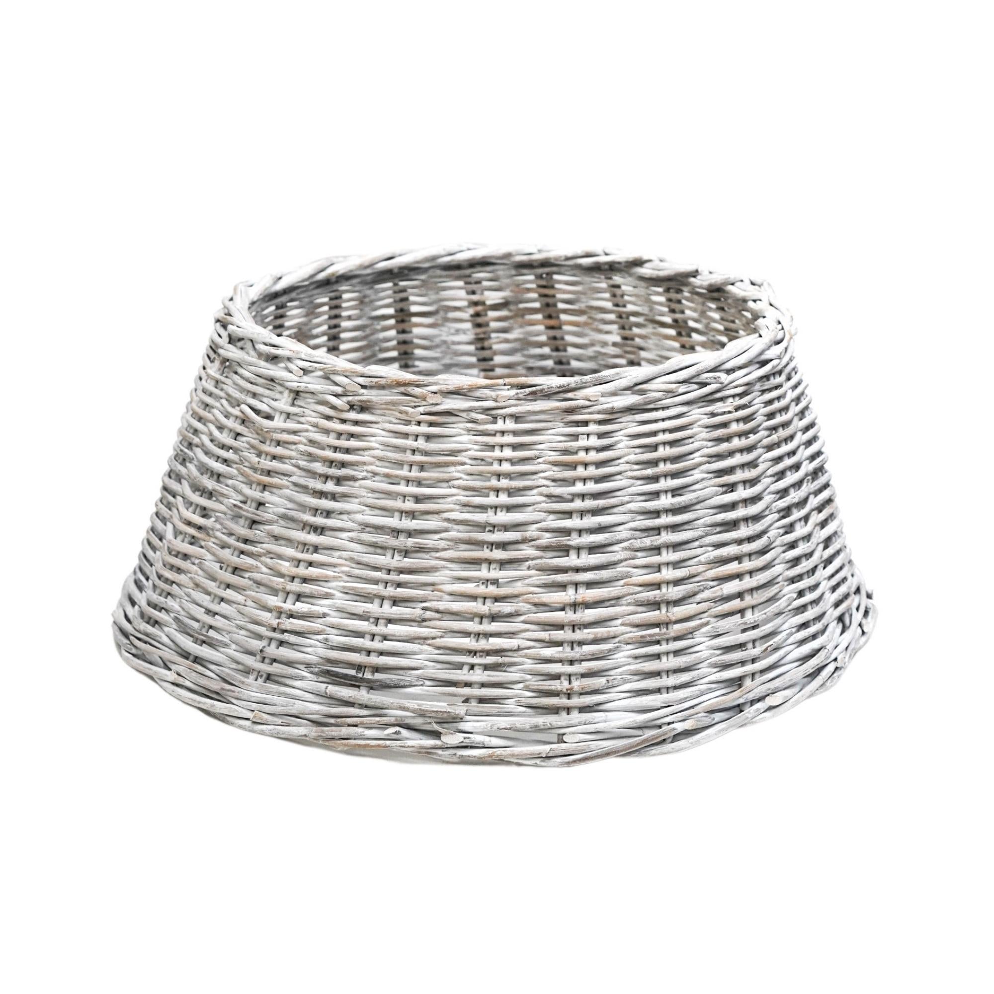 Large Wicker Tree Skirt Round White Sustainable Ivyline