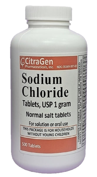 Sodium Chloride Tablets 1 Gm Usp Normal Salt Tablets 500 Tablets Citragen Otc Spin