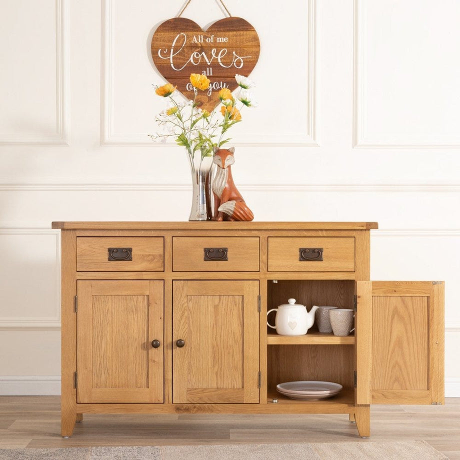 Rustic Oak 3 Door Large Sideboard Chiltern Oak Furniture