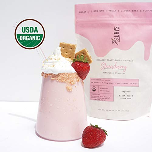 22 Days Nutrition Organic Protein Powder Strawberry 15 Serving Glu Ninelife Europe