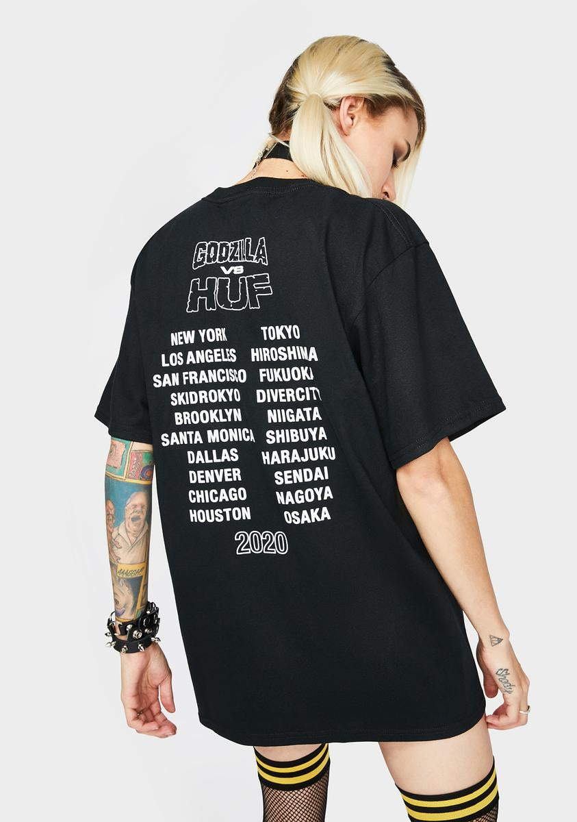 Huf Godzilla Tour Graphic Tee Dolls Kill