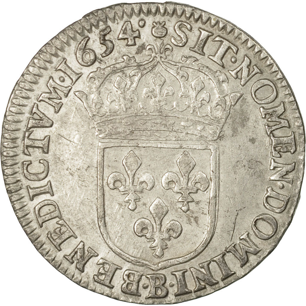 Coin France Louis Xiv 1 12 Ecu A La Meche Longue 1654 Rouen Silv Numiscorner Com