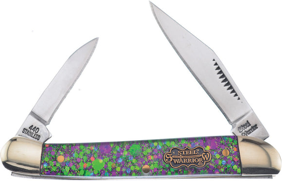 Frost Cutlery Little Copperhead Mardi Gras Resin Handle 2 Blade Knife Atlantic Knife Company