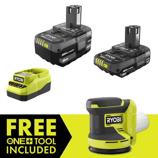 Picture of 18V ONE+ LITHIUM STARTER KIT WITH FREE 18V ONE+ 5" RANDOM ORBIT SANDER