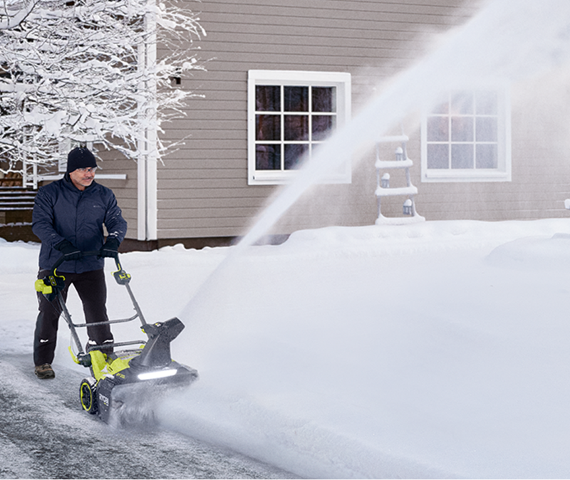Guy with Ryobi Snoblower