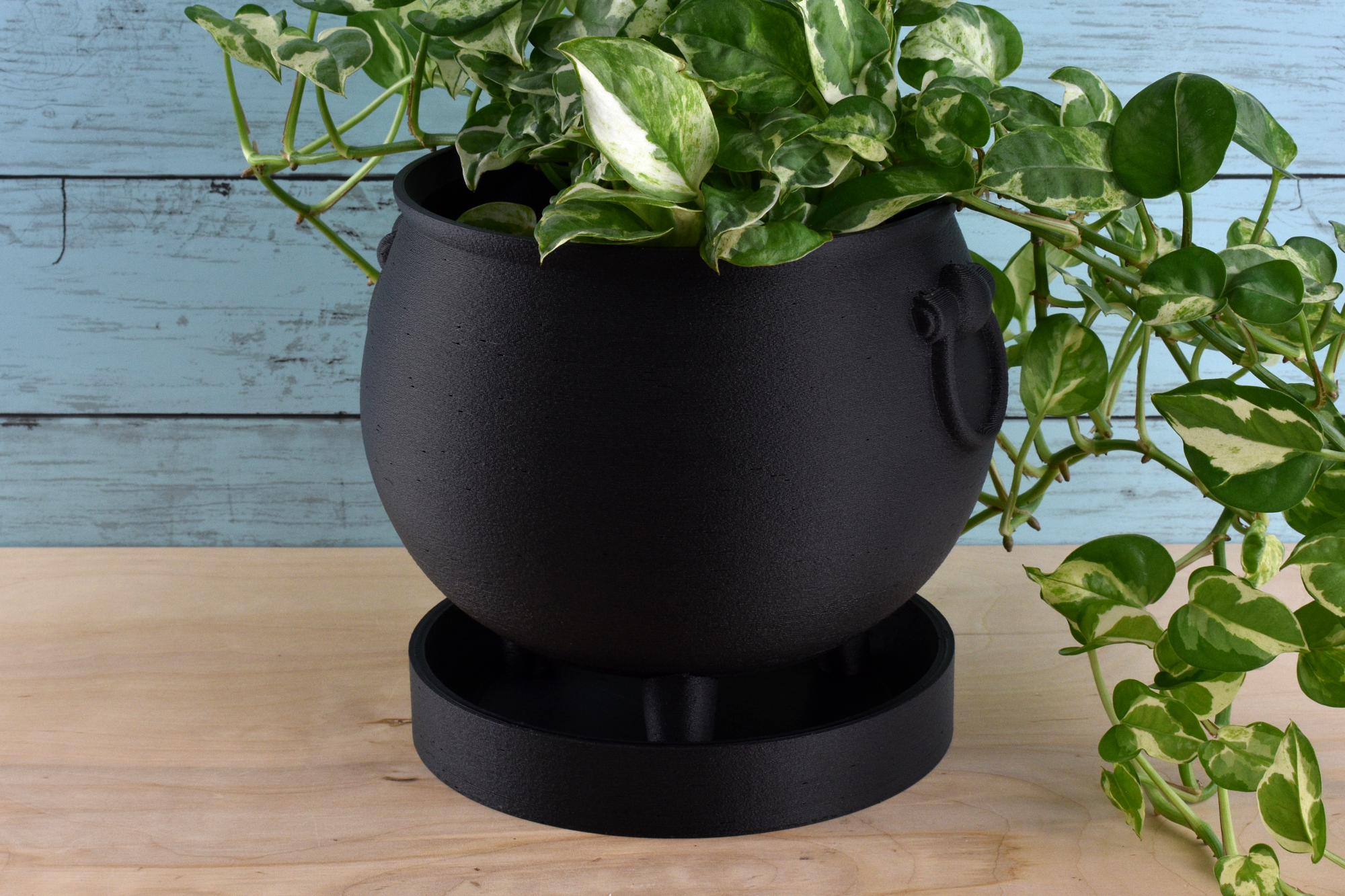 Large Cauldron Planter With Tray And Drainage Outdoor Safe Glu3d Prints