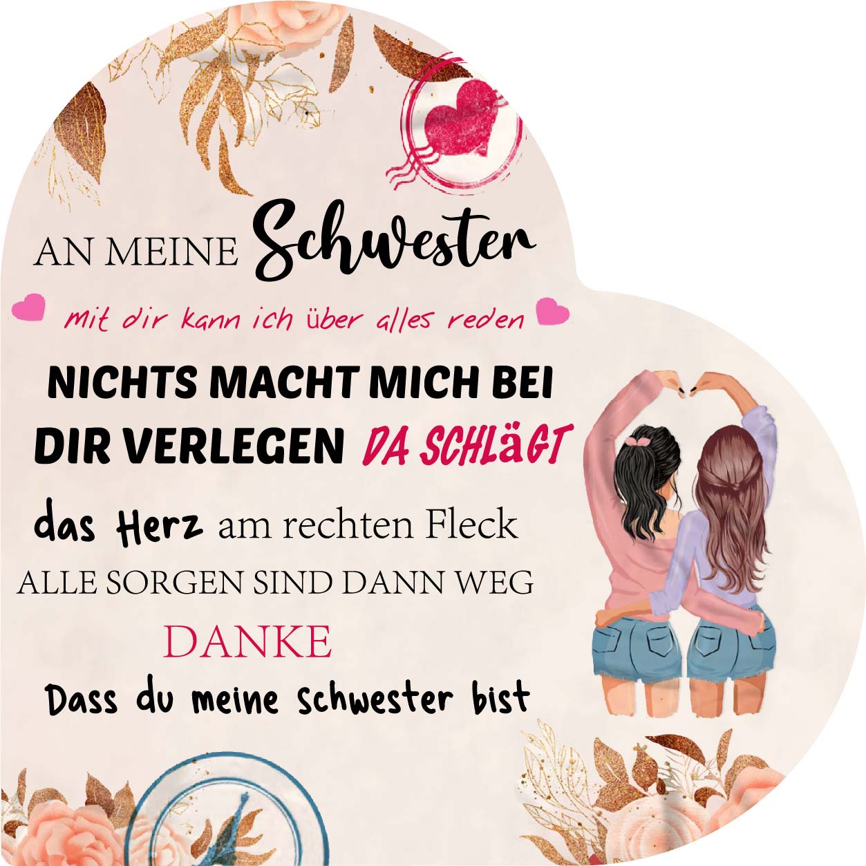 An Meine Schwester Kerzenhalter Bedrukt Mit Spruch Wasschenk